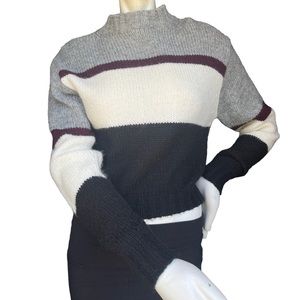 Rebecca Minkoff Striped Modest Crewneck Wool Blend Sweater | Size: XXS